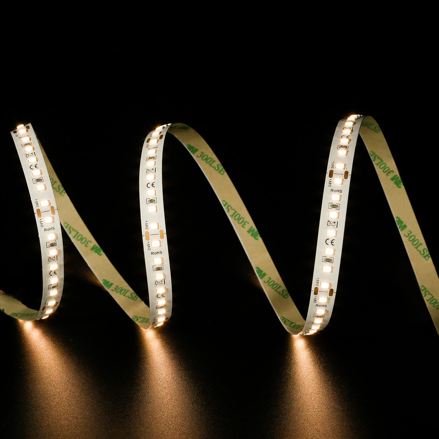 3000 K LED strip – warm white light in a room