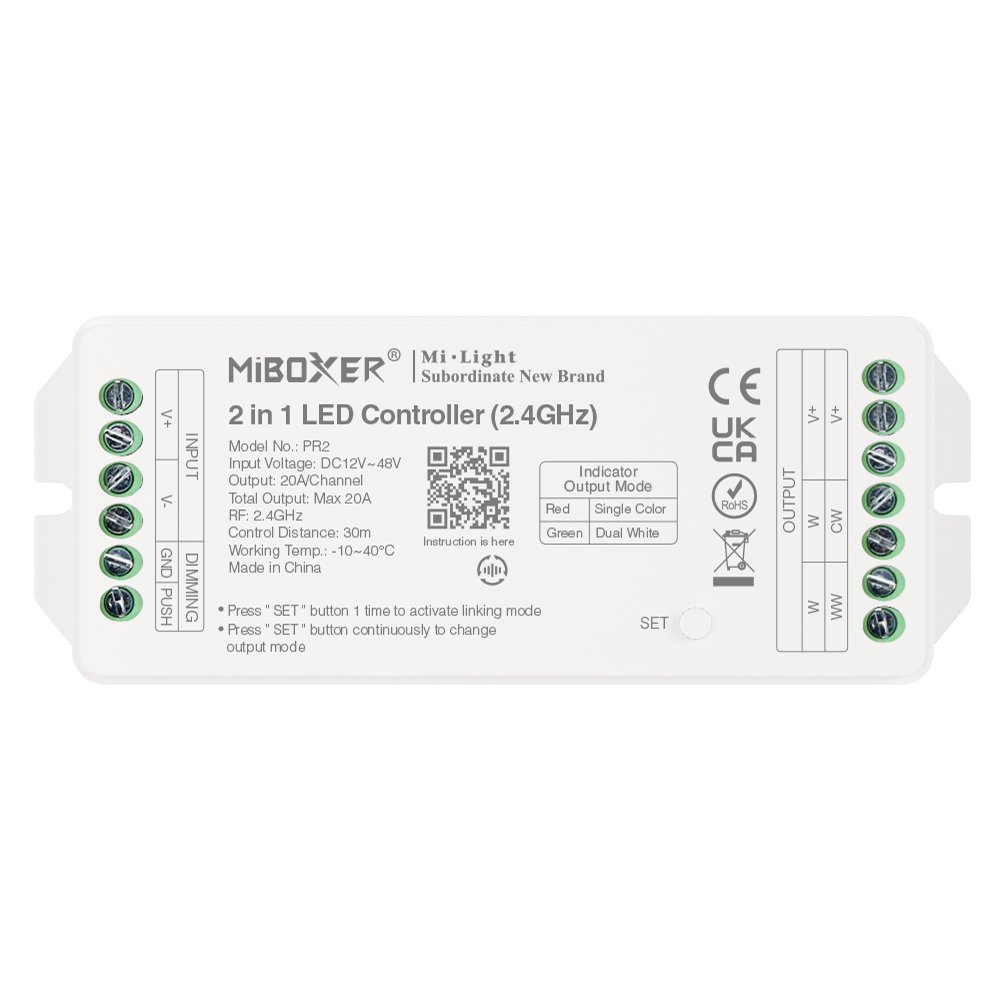 Mi-Light PR2 2-in-1 2.4G LED controller (single colour / CCT), 20A