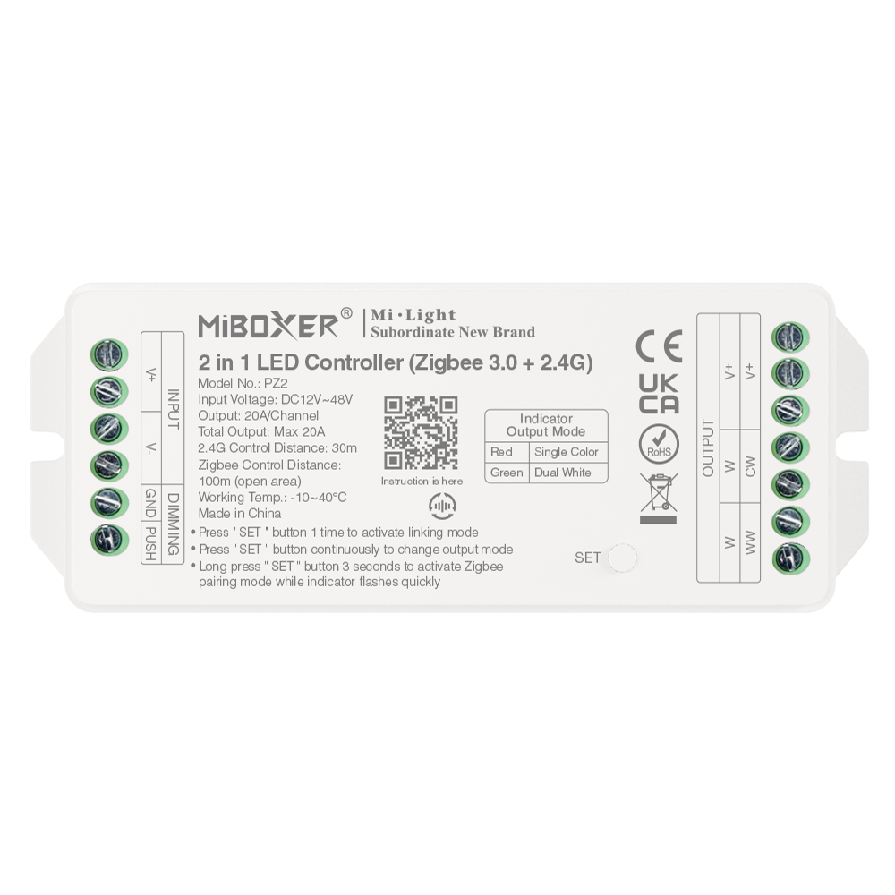 Контроллер LED Zigbee 3.0 Mi-Light PZ2 2 в 1 (одноцветный / CCT), 20A