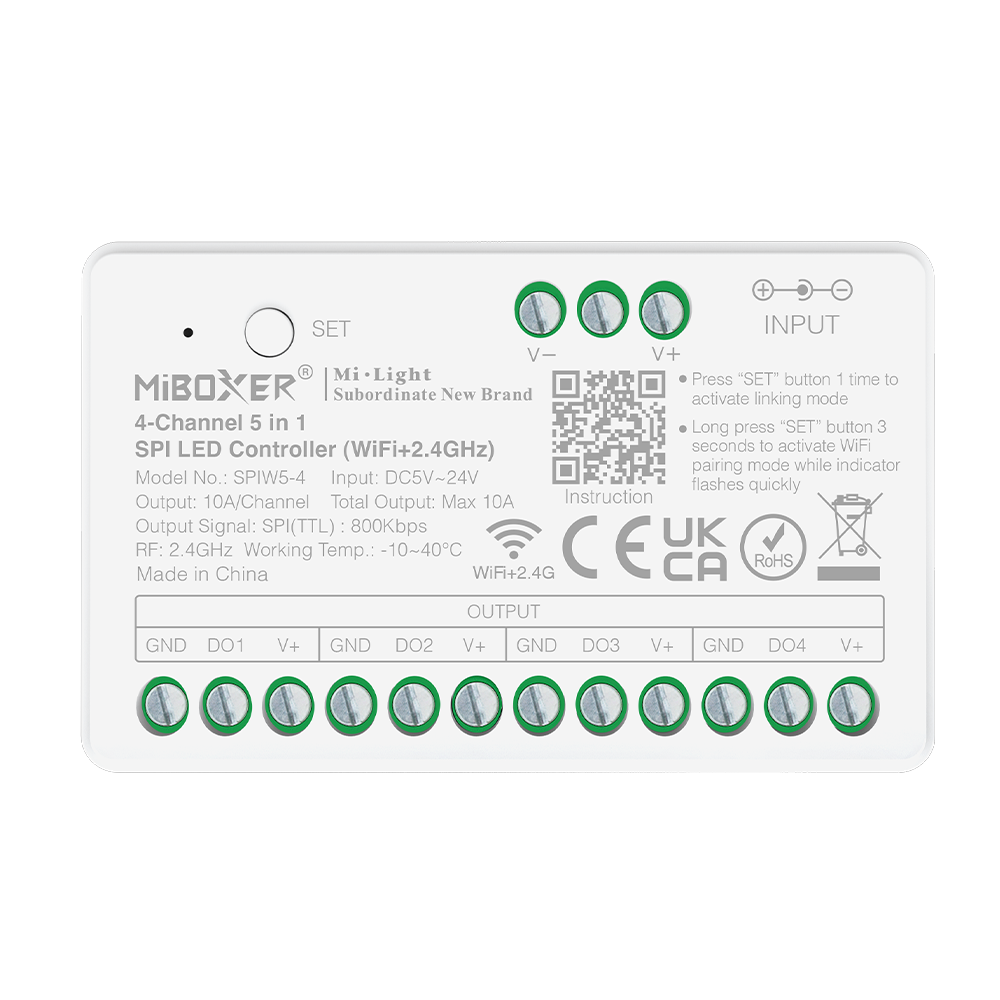Контроллер SPI WiFi Mi-Light SPIW5-4 с 4 независимыми выходами для цифровых лент, 10A