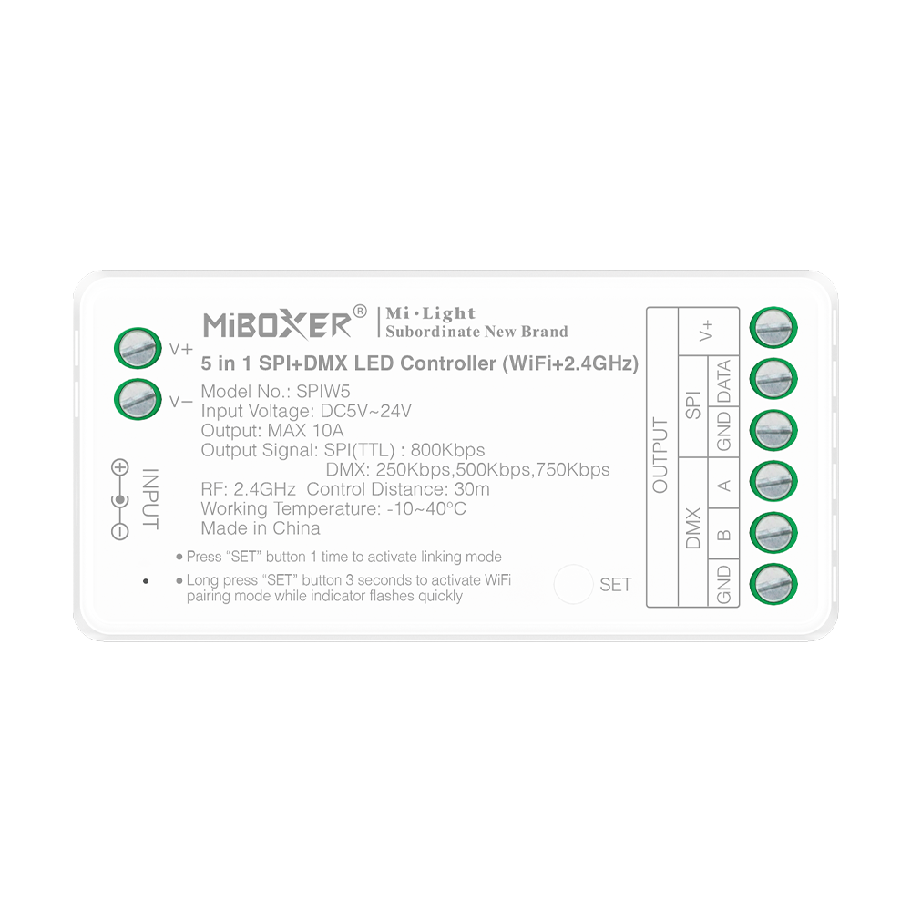 Контроллер SPI / DMX WiFi Mi-Light SPIW5 5 в 1 для цифровых лент, 10A – вид сверху
