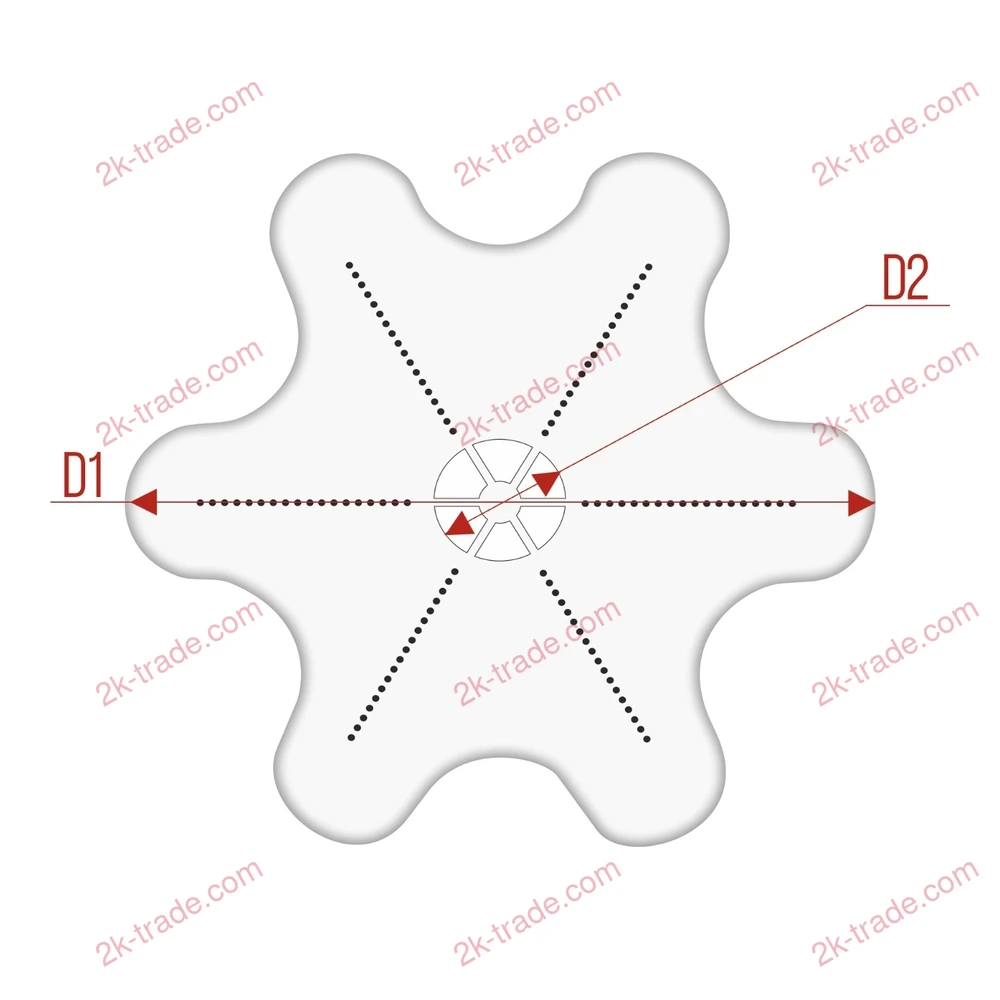 Chandelier platform, flower (6 arms) – technical drawing (D1/D2)