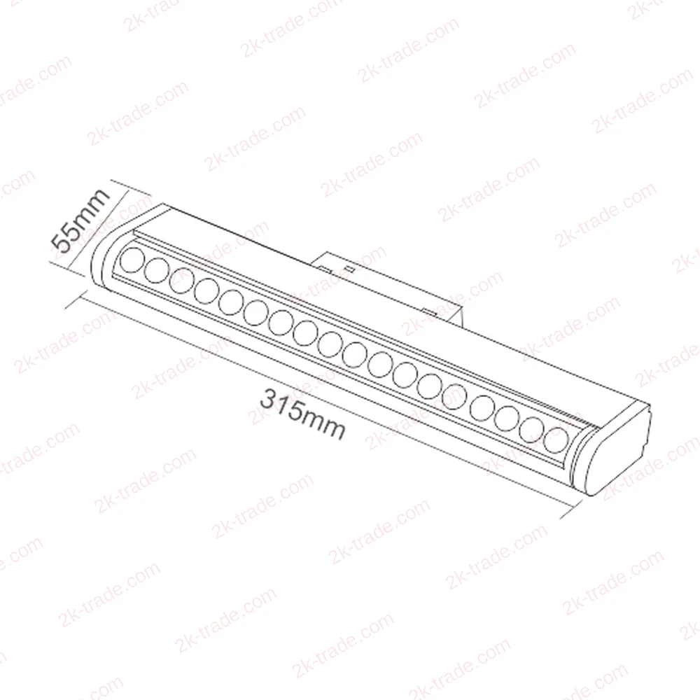 2K-BJ31 18W — rysunek techniczny z wymiarami