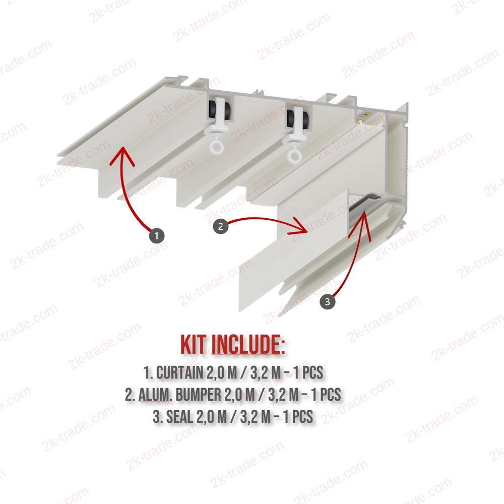 GARDINA GL PREMIUM double ceiling curtain track kit — kit contents: rail, aluminium bumper, seal