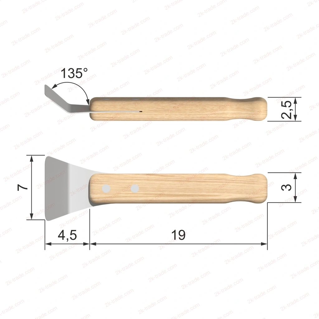 SP.MW: spatula drawing with dimensions in cm