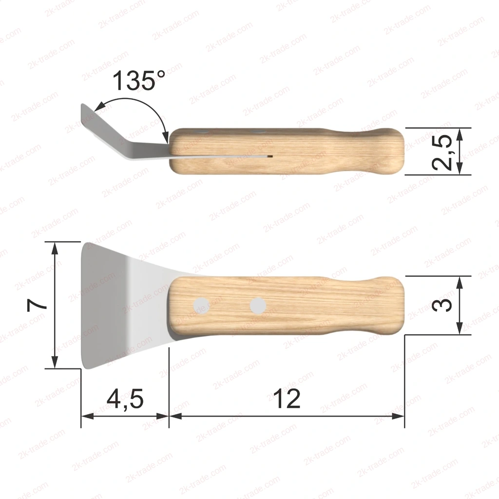 SP.SW: spatula drawing with dimensions in cm