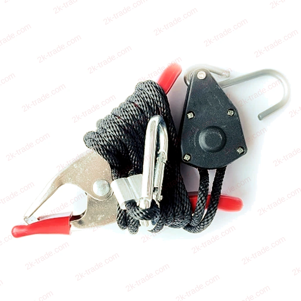 SPR.CL.3 spring clamp for stretch ceiling installation with cord, carabiner and hook