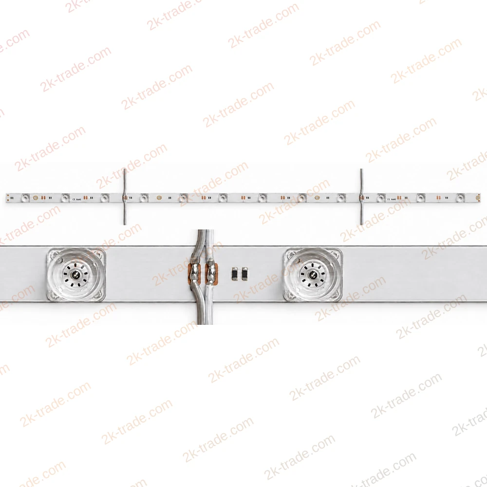 LED BAR 180° 24V: the whole bar and a close-up of the wire connection